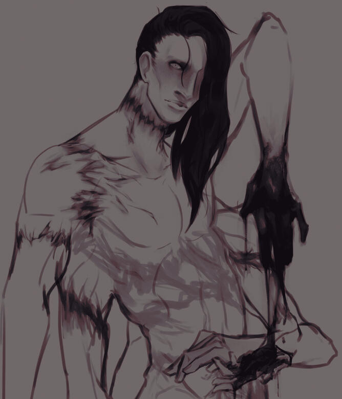 Waist-up sketch, uncolored minimal shading [OC]